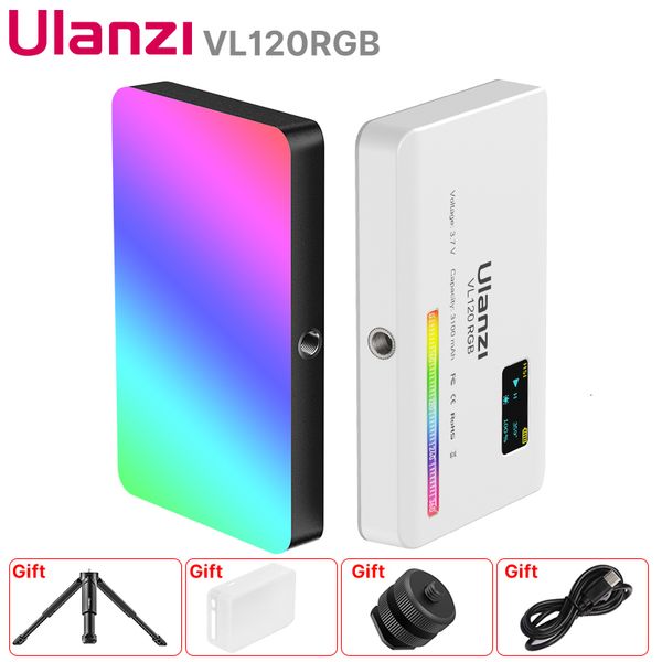 Luzes Selfie Ulanzi VL120 RGB Luz de Vídeo Compacta com Difusor de Tela Mini Câmera RGB Luz Smartphone Selfie Iluminação 3100mAh 230904