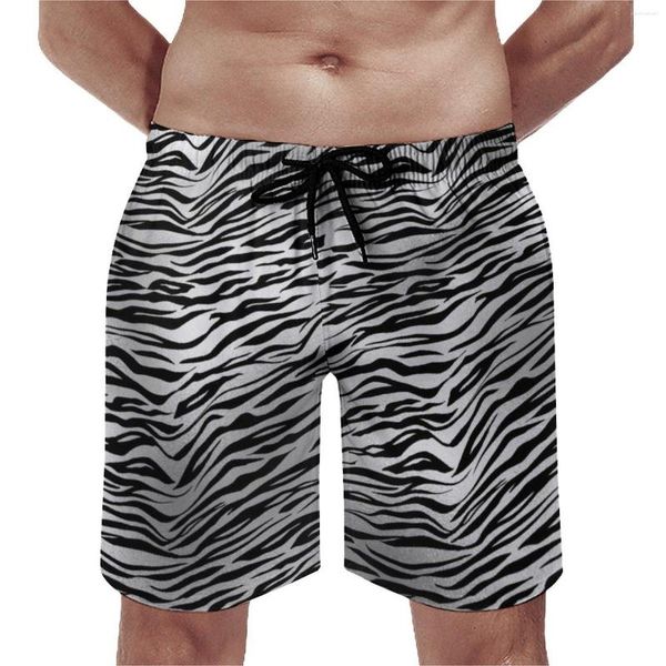 Herren-Shorts, silberfarben, schwarz, Tigerbrett, wildes Tier, Streifendruck, lässig, Strand, Grafik, Sport, schnelltrocknend, Badehose, Geburtstagsgeschenk