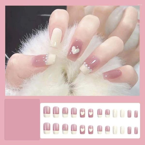 Unhas falsas diy acessórios de unhas amor coração falso capa completa dicas de arte manicure material plástico