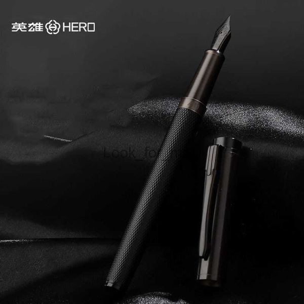 Penne stilografiche Luxury HERO Penna stilografica Foresta Nera Estremamente scuro Titanio Nero Business Office Materiale scolastico Penne a inchiostro HKD230904