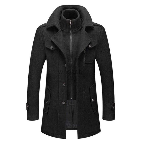 Damen Wollmischungen Winter Herren Wollmantel Neu Einfarbig Kältebeständig Herren Wollmantel Doppelkragen Casual Trenchcoat Männlich Übergroß 4XL HKD230904