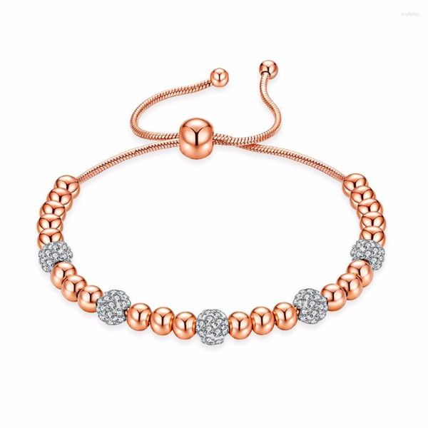 Charme Pulseiras Fate Love Feminino Mulheres Chain Link Bangles Zircon Ball para Meninas Moda Jóias Prata Rosa Cor de Ouro