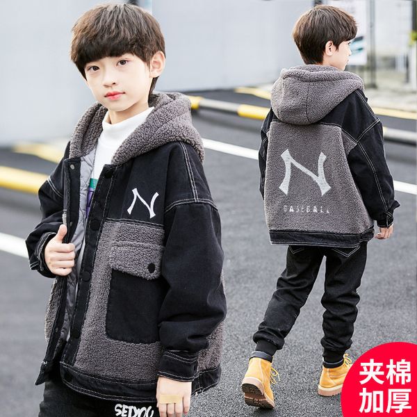 Jacken Jungen Mantel Lamm Wolle Oberbekleidung Mittellange Winter Warme Dicke Samt Baumwolle Jacke Für Kinder Teenager Kinder Kleidung 10 12 14Y 230904