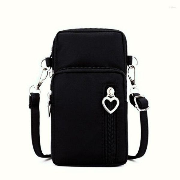 Sacos de noite Mini bolsa de braço de telefone celular de 3 camadas com armazenamento de chave de pulso para mulheres crossbody