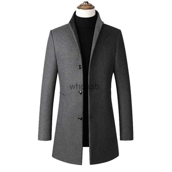 Damen Wollmischungen Herbst und Winter Neue Männer Lässige Lange Wollmischungen Trenchcoat/Männer Slim Fit Einfarbig Dicke Business Windjacke S-3XL HKD230904