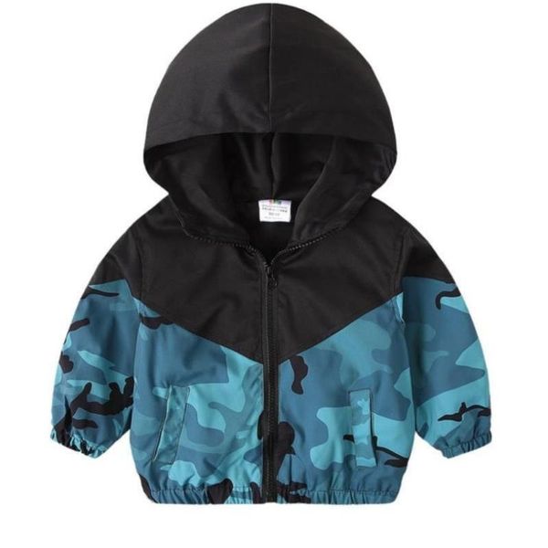 Jaquetas bebê meninos primavera outono jaqueta crianças camuflagem com capuz blazer bebê menino impermeável capa de chuva crianças roupas 210y 230904