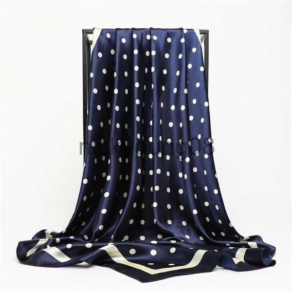 Lenços Pingente Atacado Lenço Quadrado Xaile 90cm * 90cm Polka Dot Sólido Navy Kerchief Faixa de Cabelo Muçulmano Bandana Hijab Mulheres Mufla Acessórios X0904