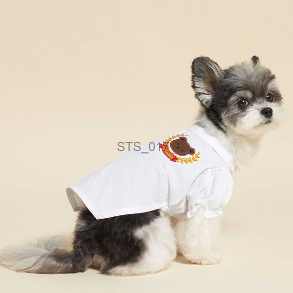 Abbigliamento per cani Nuovo INS Winter College Style Camicia con orso ricamato Camicia in cotone per animali domestici Camicia di lusso per cani Abiti per cani firmati x0904