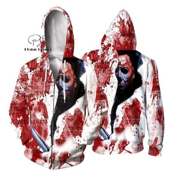 Erkek Sweatshirts Newfashion Cadılar Bayramı Korku Terör Film Karakteri Michael Myers Jason Cosplay 3Dprint Pullover Harajuku Günlük Ceket Hoodies 3 LST230902