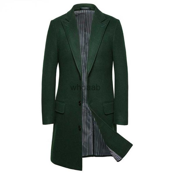 Casaco de lã feminino mistura estilo britânico longo lã trench coat masculino inverno novo masculino slim fit cashmere casaco notch lapela masculino lã mistura sobretudo hkd230904