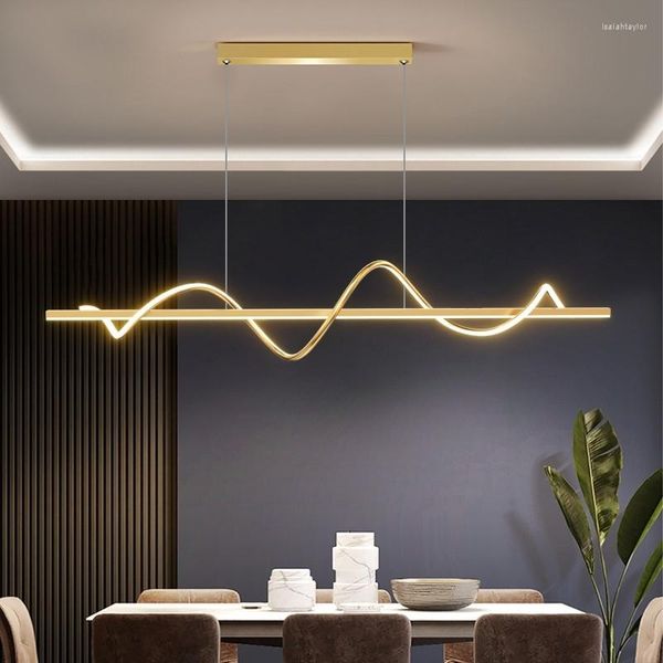 Kolye lambaları Modern LED Tavan Avizesi Masa Yemek Odası Mutfak Bar Minimalist Spiral Lamba Ev Aydınlatma Siyah Altın Fikstür