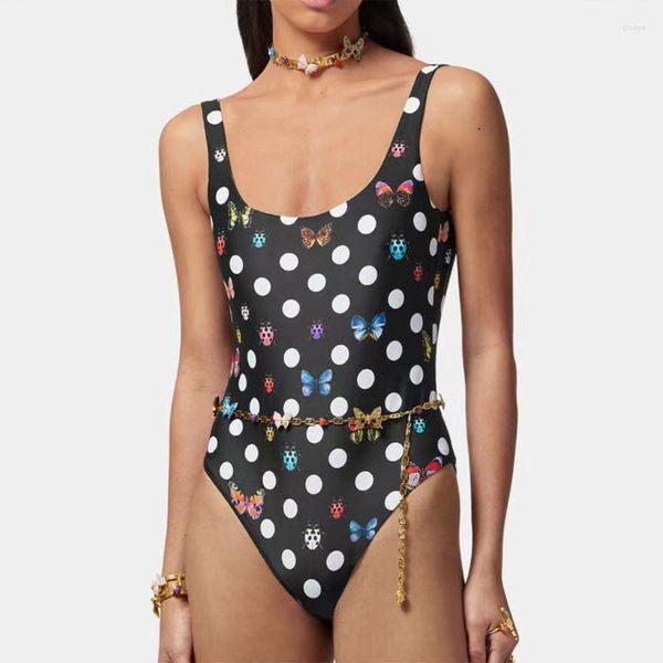 Mulheres Swimwear Borboleta Impressão Biquíni Mulheres Praia Sexy Uma Peça Elástica Casual Maiô 2023 Designer Verão Beachwear