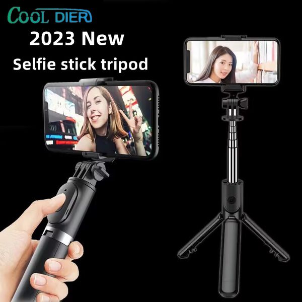 Selfie Monopods COOL DIER Sem Fio Bluetooth Selfie Vara Tripé Com Obturador Remoto Dobrável Suporte Do Telefone Monopé Para Smartphone 230904