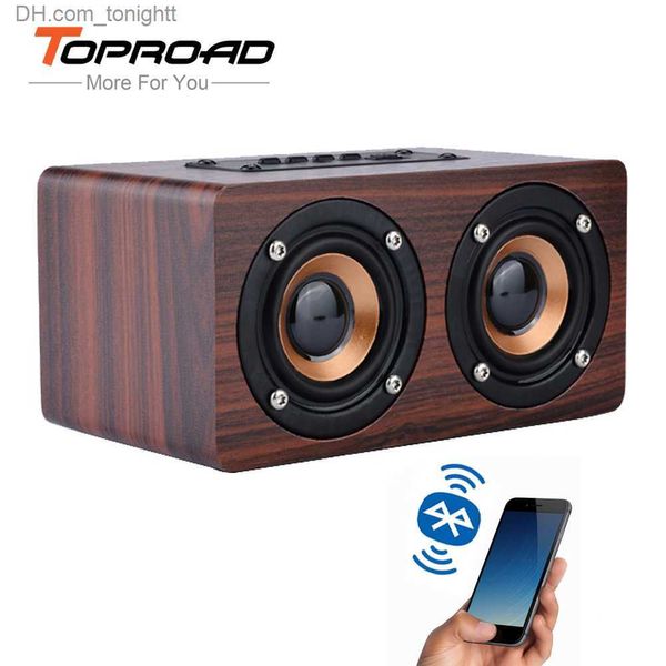 Altoparlanti portatili TOPROAD Altoparlante Bluetooth senza fili in legno Portatile HiFi Shock Bass Altavoz TF caixa de som Soundbar per iPhone Sumsung Q230904