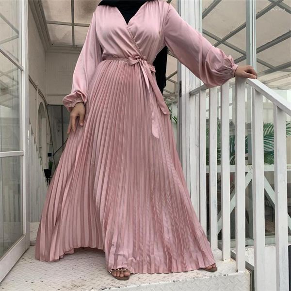 Etnik Giyim Moda Pileli Müslüman Maxi Elbise Abaya Dubai İslam Kaftan Suudi Arap Türk Jilbab Partisi Ramazan Ramazan Abayas Robe