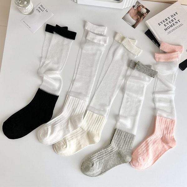 Kadınlar SOCKS YAZCA CAM FİBER BALF ANTİK SÜRÜCÜ İpek Şeffaf Ultra İnce Şeker Renk Instagram Hipster Yığın Caked Çorap