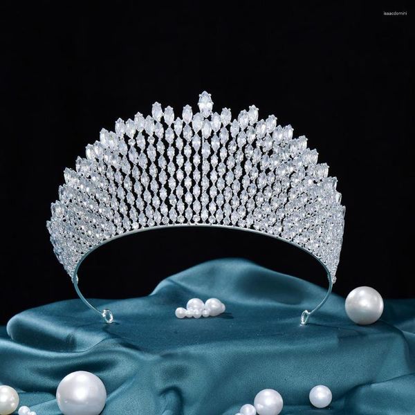 Saç klipsleri lüks cz tiaras vintage kristal diadem pageant partisi aşk taç kadınlar için gelin düğün aksesuarları takılar