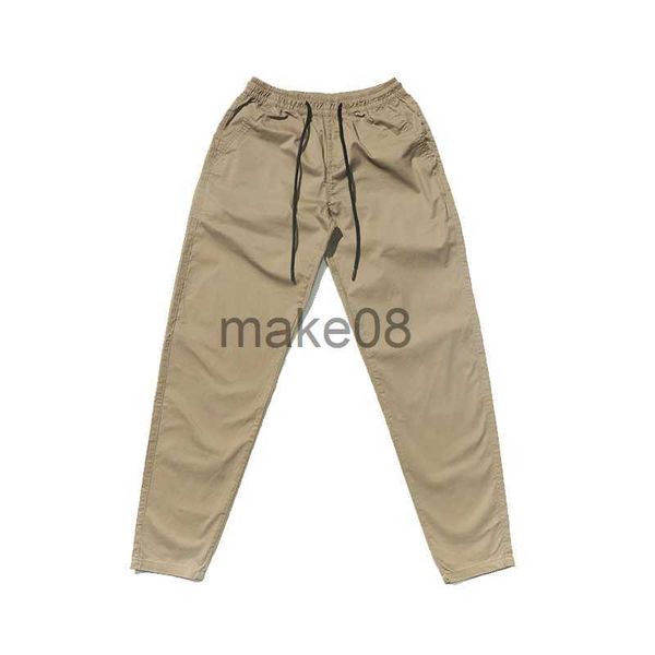 Calças masculinas 2023 primavera verão algodão spandex cintura elástica hip hop casual cáqui mens jogger calças com cordão de empate j230904