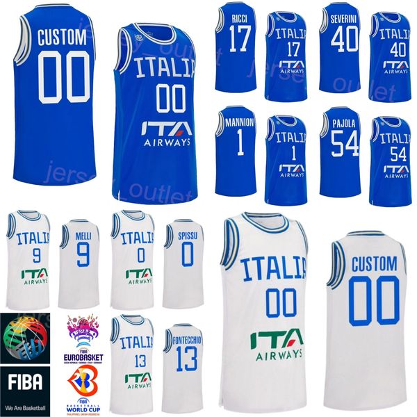 Imprimir Italia Basquete 40 LUCA SEVERINI Jerseys Itália Copa do Mundo 1 Nico MANNION 18 MATTEO SPAGNOLO 30 Guglielmo CARUSO 54 ALESANDRO PAJOLA 70 LUIGI DATOME Camisa