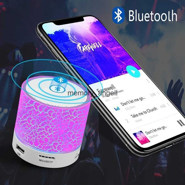 Taşınabilir Hoparlörler Mini Bluetooth Uyumlu Hoparlör Taşınabilir kablosuz hoparlör LED renkli ışıklar yanıp sönen TF kartlı USB subwoofer Smart pH HKD230905