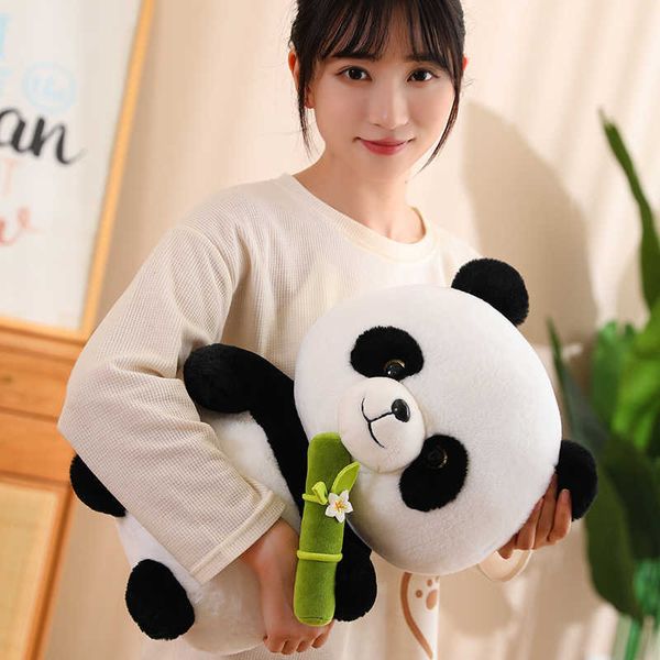 Animais de pelúcia de pelúcia 25cm panda brinquedos de pelúcia bonito ursos de panda de bambu com bambu plushie boneca brinquedo de pelúcia para crianças melhor presente