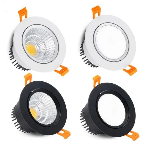 Tricolor mutável anti-reflexo recesso led downlights 5w 7 9 12 15 20 cob lâmpada de teto luzes do ponto AC90-265V unidade led