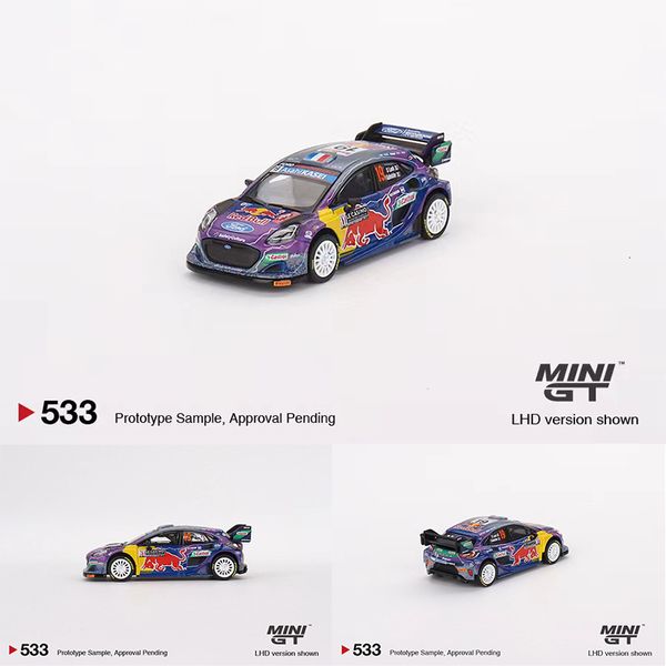 Modelo Diecast MINIGT em estoque 1/64 WRT Fiesta Rally MonteCarlo Vencedor Diecast Diorama Car Model Collection Miniature Carros Toys 533 230901