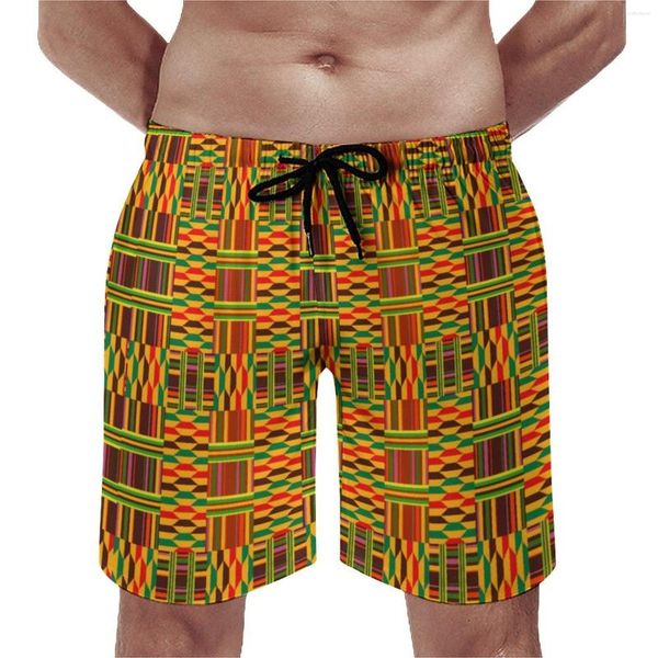 Shorts masculinos vintage africano placa lazer masculino praia colorido kente calças tamanho grande clássico