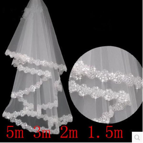 Güzel Düğün Peçe Aplike Kristal Yumuşak Tül Gelin Peçe Beyaz Yüksek Kalite 1 5 2 3 5 M Gelin Aksesuarları260N