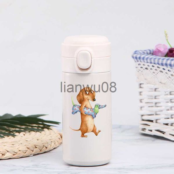 Tazze Piatti Utensili 420 ml Bottiglia di acqua con stampa di cane carino Thermos Tazza portatile Kawaii DOG Thermos Bottiglia per bambini Tazza termica in acciaio inossidabile Tazza di caffè x0904