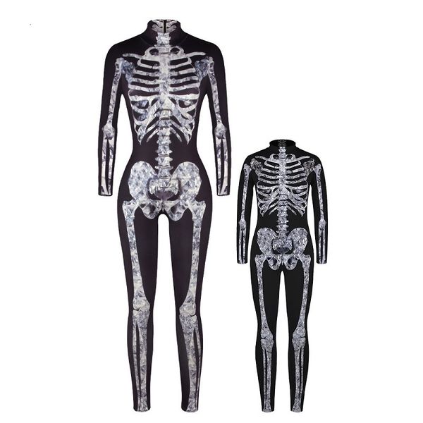 Famille correspondant tenues 3D squelette impression numérique Halloween délicat drôle costume parent-enfant robe serrée cosplay combinaison en gros peut être personnalisé 230901