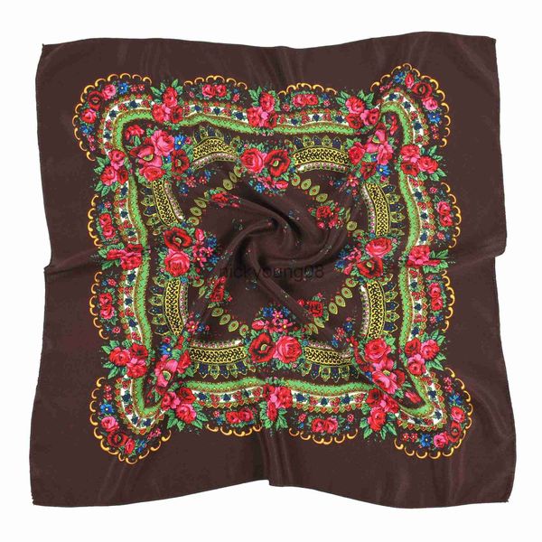 Sciarpe con ciondolo Sciarpa quadrata da donna stile etnico Scialle nazionale russo Sciarpe con testa Hijab da donna Stampa floreale retrò Bandana Foulard Fazzoletto x0904