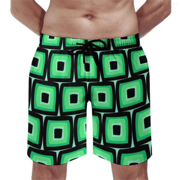 Shorts masculinos retro mod placa de impressão quadrados havaí praia calças curtas masculino design esportes fitness troncos de secagem rápida presente de aniversário