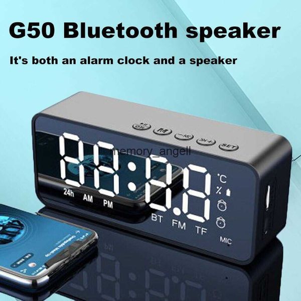 Alto-falantes portáteis G50 sem fio Bluetooth Speaker com FM Mini Card Mirror Alarm Clock Audio Stall Recebendo K Voice Prompt HKD230904