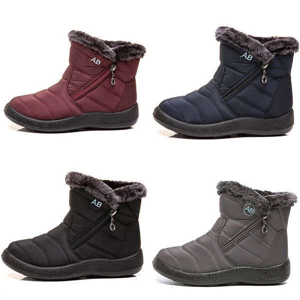 caldi stivali da neve da donna cerniera laterale scarpe da donna in cotone leggero nero rosso blu grigio in inverno scarpe da ginnastica per sport all'aria aperta colore4