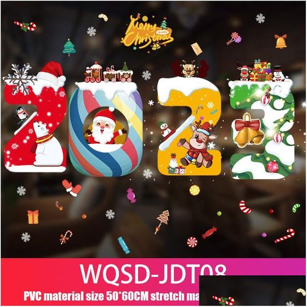 Decorações de Natal 2023 Nova pasta de janela porta estática decoração de vidro gota entrega casa jardim festivo festa suprimentos otuqc