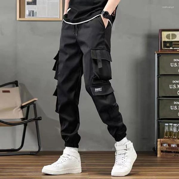 Calças masculinas Primavera Outono Carga Fina Homens Multi-bolso Jogger Masculino Plus Size Casual Oversize Roupas Varsity College 2023