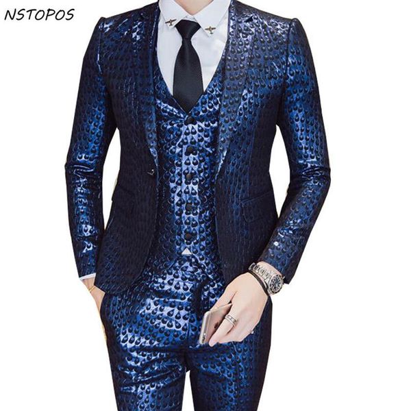 Luxo barroco terno ouro azul smoking jaqueta colete calça fumar homme traje mariage homme festa de casamento roupas palco 3xl180o