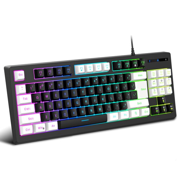 Teclados 87 tombol teclado cabo RGB retroiluminado jogos multimídia multimídia dupla moldagem de aviso para PC laptop Gamer 230905