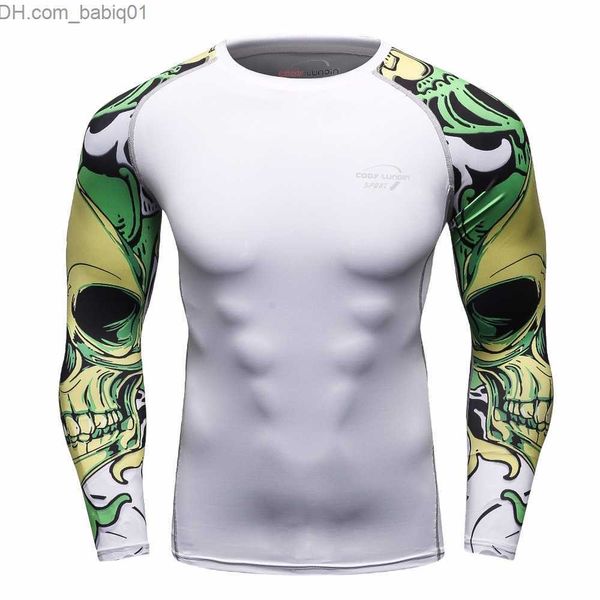 Homens camisetas Homens MMA Compressão Camisas Rashguard Fitness Mangas Compridas Camada Base Pele Apertada Levantamento de Peso Homens Ginásio Correndo Roupas Camisetas T230905