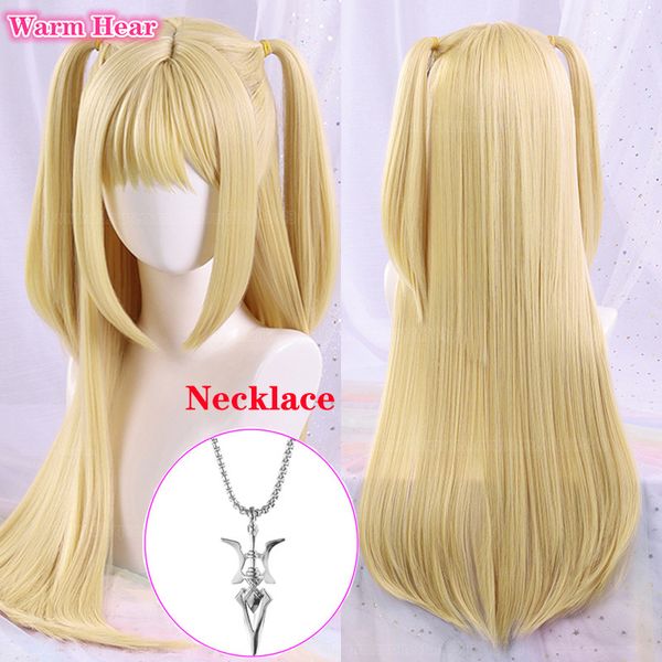 Parrucche Cosplay Anime DEATH NOTE Cosplay Misamisa Parrucche Misa Amane Biondo dorato Doppia coda di cavallo Capelli Donna Halloween Puntelli Parrucca 230904