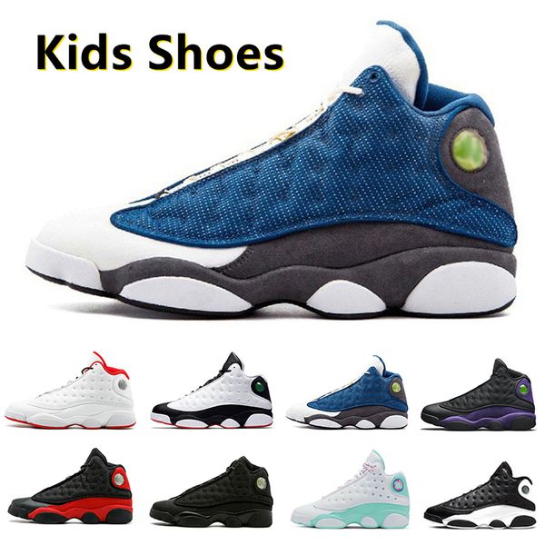 Jumpman 13 Kinder 13s Basketballschuhe Kinder Vorschule PS Athletic Outdoor Baby Sneaker Black Cat Court Purple Reverse He Got Game Aurora Green gezüchtete Kinderschuhe