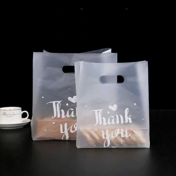 50 pçs obrigado saco de pão plástico doces biscoito presente saco festa de casamento favor transparente takeaway alimentos embrulho sacos de compras y0712301s