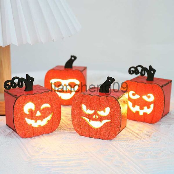 Decoração de festa 4 pcs abóbora luz halloween flameless laranja vela elétrica lâmpadas decoração de halloween para casa horror casa x0905 x0905