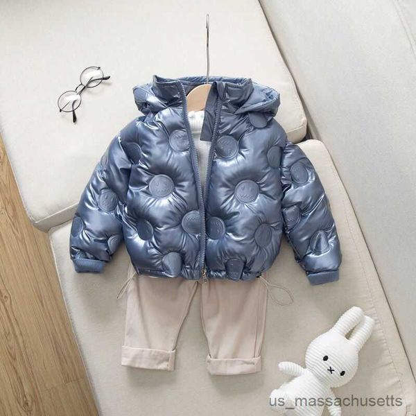 Piumino 3-15Y Bambini Piumino bianco Inverno Ragazzi Ragazze Cappotti Cerniera Pantaloncini con cappuccio Solido Tenere al caldo Capispalla per bambini Vestiti R230905