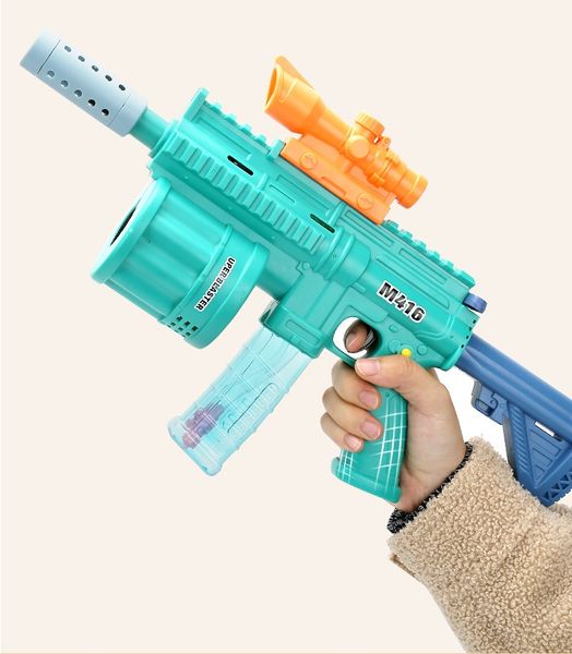 Elektrische Pistole Spielzeug Outdoor-Spielausrüstung M416 Bubble Gun Soft Bullet Absorbierende Akustische Lichtmusik 3-in-1-Spielzeug für Jungen Pelletpistole Pistola de Burbujas Spielzeugpistole Blaster