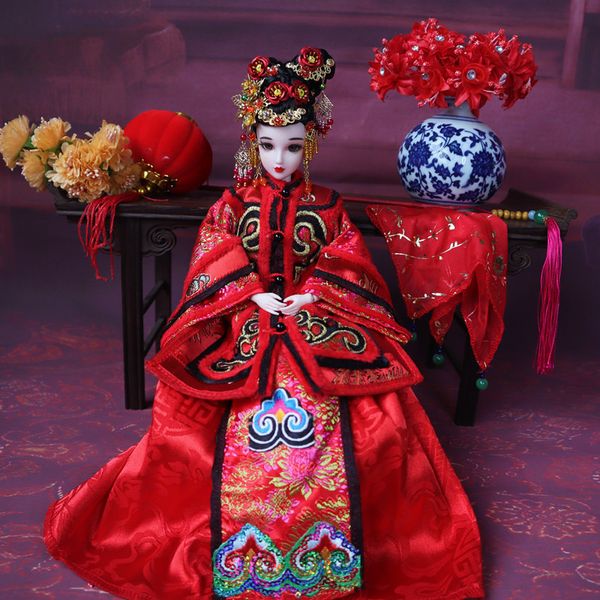 Puppen im chinesischen Stil Qing-Dynastie-Prinzessin-Puppe, handgefertigt für die Sammlung, Kaiser, wunderschöne Pirnted-Kleidung, Kopfschmuck ZL840 230904