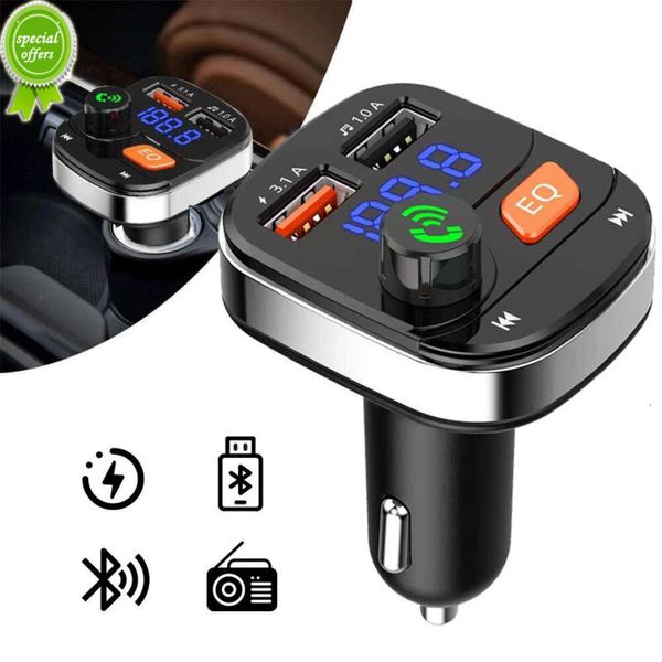 Novo carro bluetooth 5.0 transmissor fm usb tipo c carregador rápido carro colorido kit de carro handsfree mp3 player suporte tf acessórios automóveis