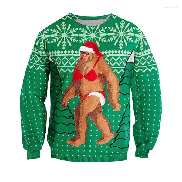 Мужские свитера, веселые мужские и женские рождественские топы с уродливым Санта-Клаусом, липкие S с 3D-принтом