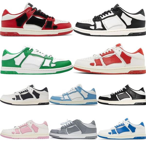 Designer Schuhe Skel Top Low Schwarz Weiß Puder Blau Grün Grau Rot Rosa Flache Heels Leder Sneakers Für Männer Frauen Luxus Casual Sport Trainer 2023